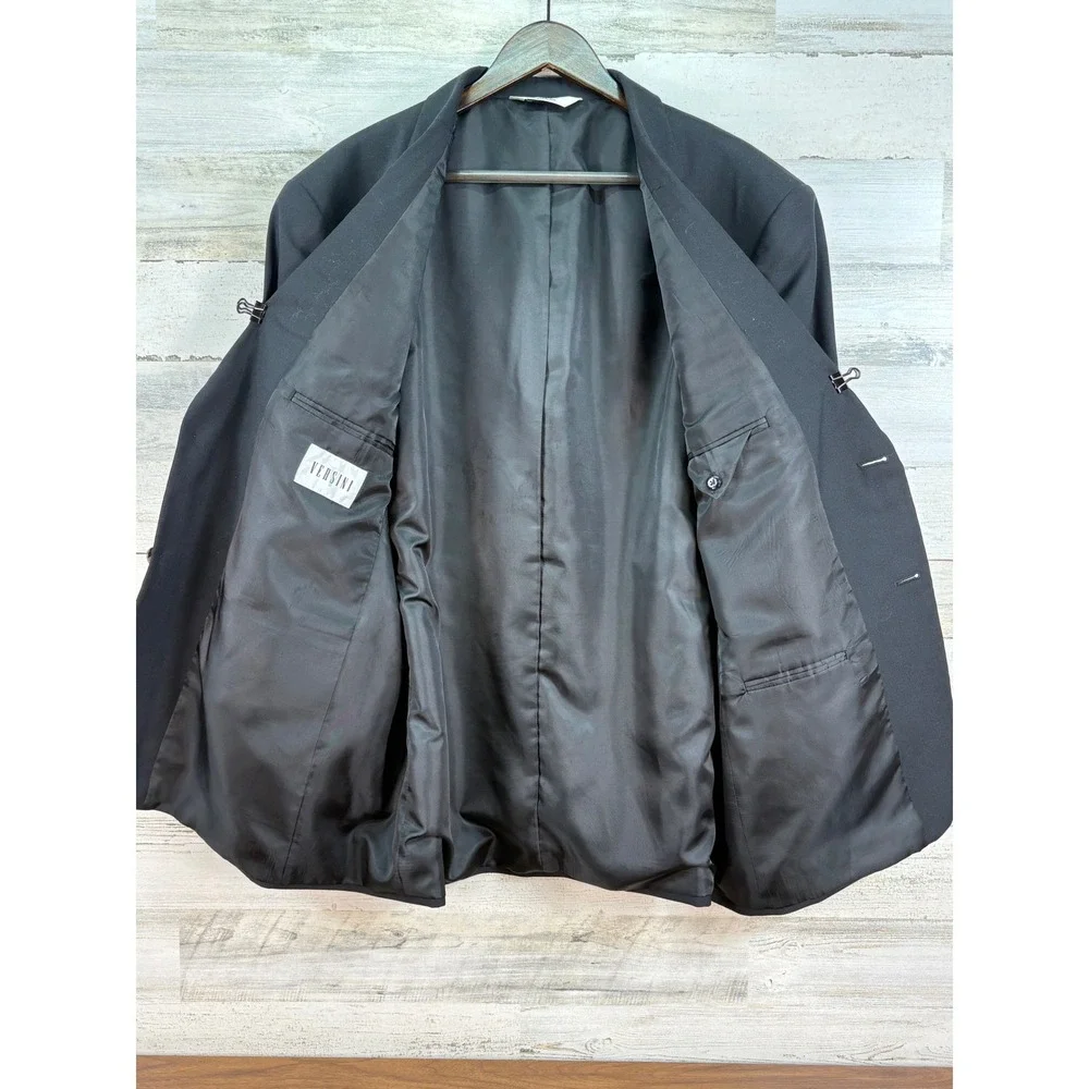 Versini Mens 48R‎ Black 100% Wool 2 Button Single Breasted Blazer Jacket Classic